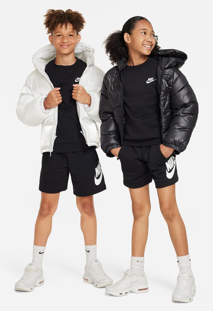 Nike - K Nsw Club Flc Crew Ls Lbr - Black/White