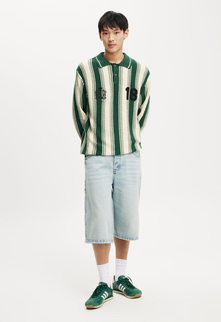 Cotton On - Rugby polo knit - teal stripe