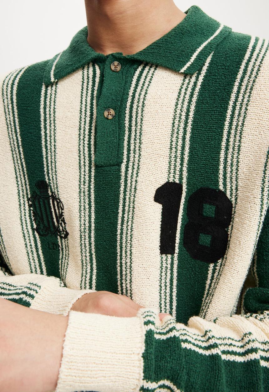 Cotton On - Rugby polo knit - teal stripe