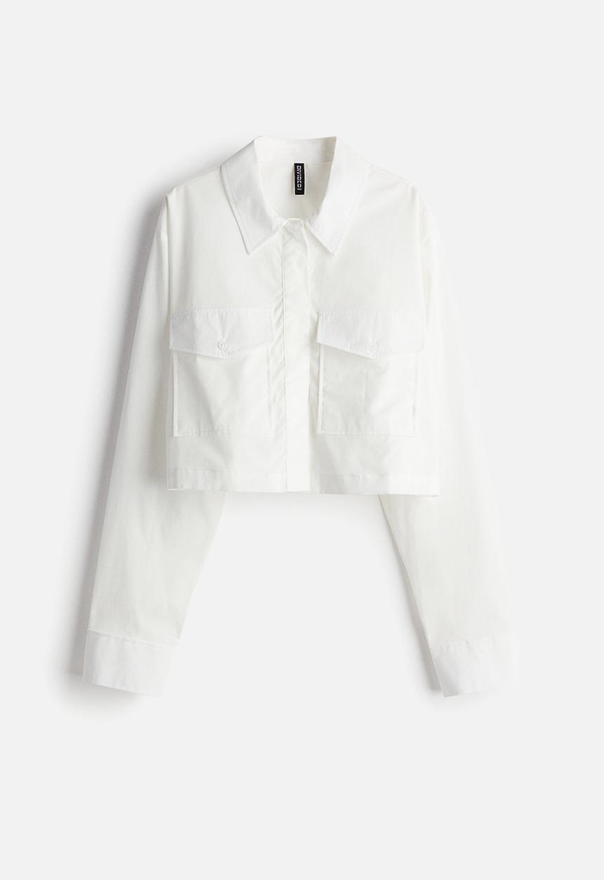 H&M - Cropped cargo shirt - white