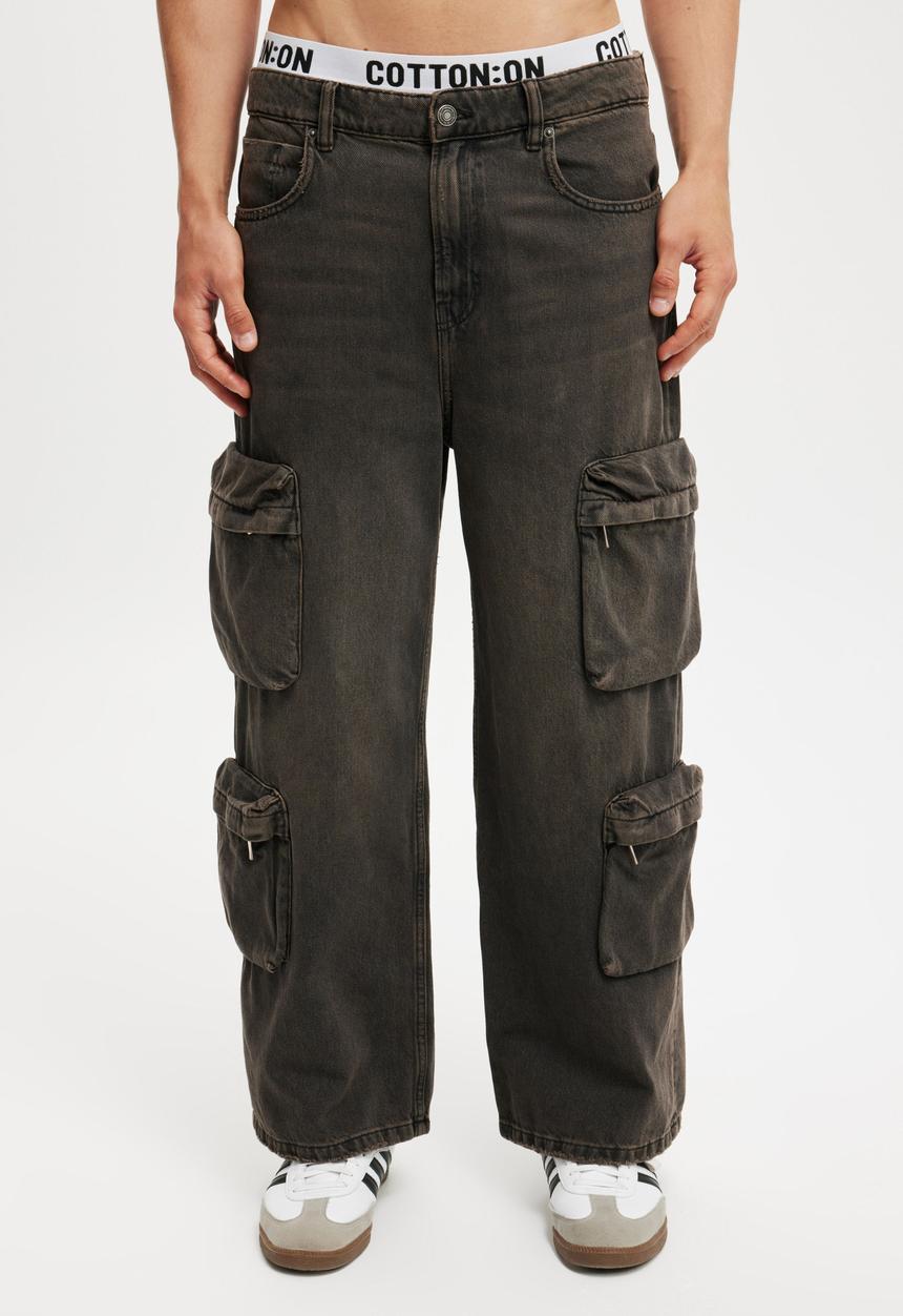 Cotton On - Super baggy jean - cargo downtown black