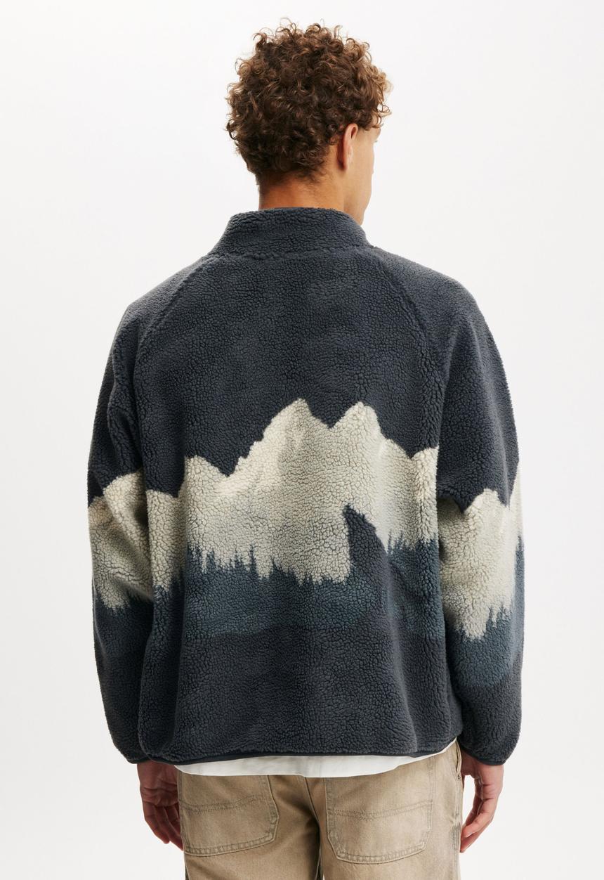 Cotton On - Teddy 1/2 zip fleece - washed navy/wolf pack