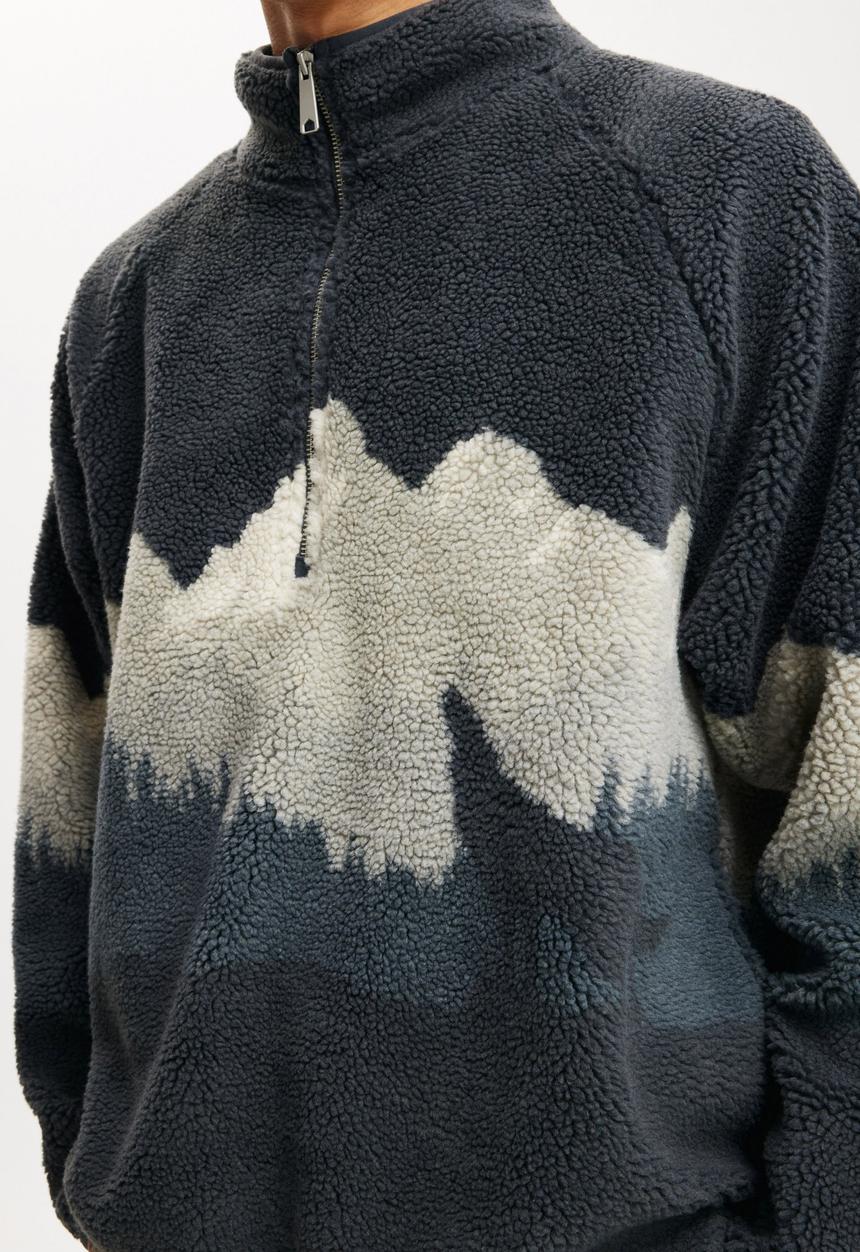 Cotton On - Teddy 1/2 zip fleece - washed navy/wolf pack