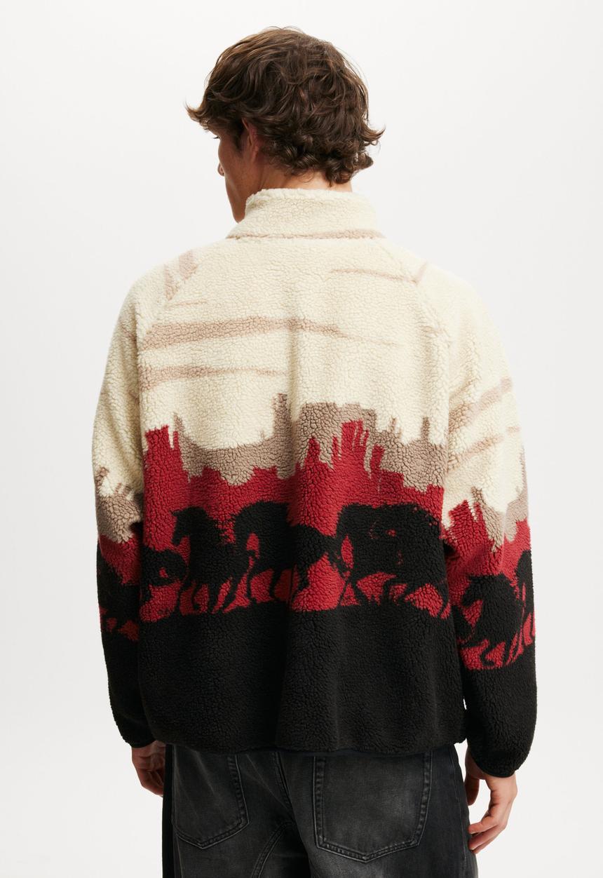 Cotton On - Teddy 1/2 zip fleece - cream shell/wild horses