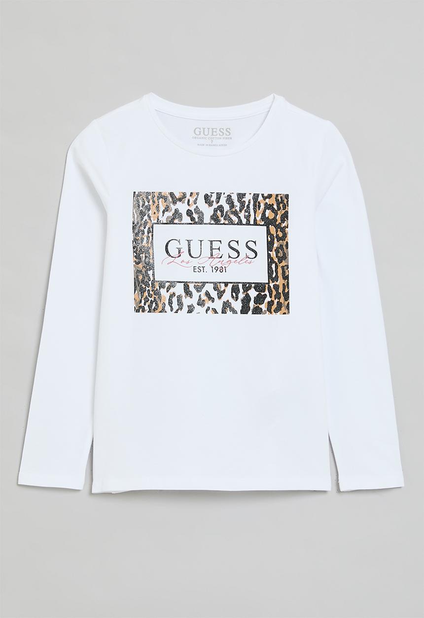 GUESS - Long sleeve T-shirt w glitter - pure white