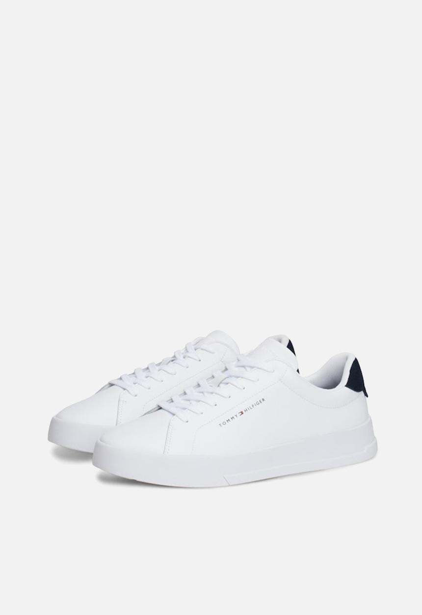 Tommy Hilfiger - TH Court Leather Grain Ess - White/Desert Sky