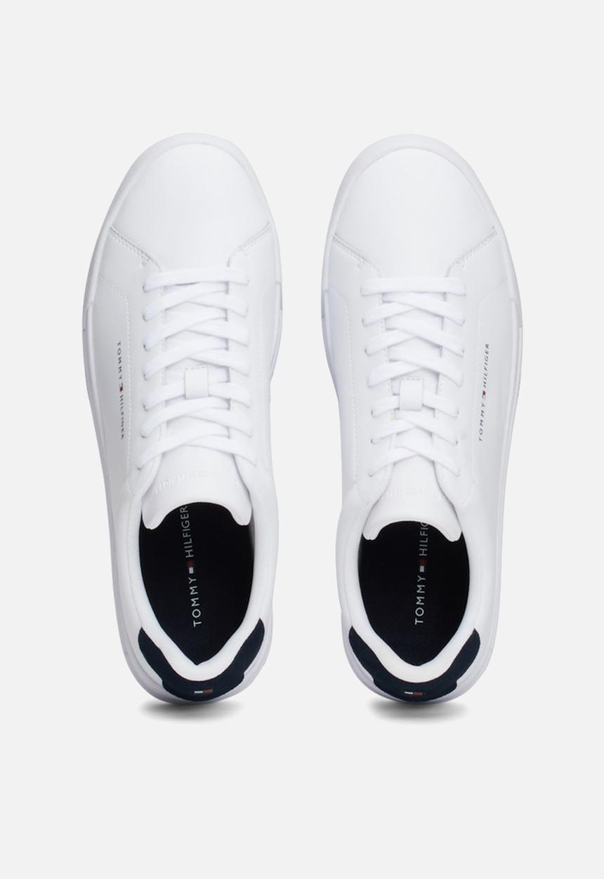 Tommy Hilfiger - TH Court Leather Grain Ess - White/Desert Sky