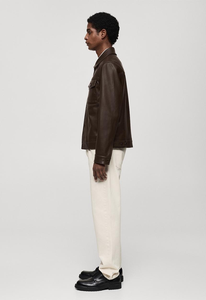 MANGO - Oliver Faux Leather-effect jacket with pockets - Brown