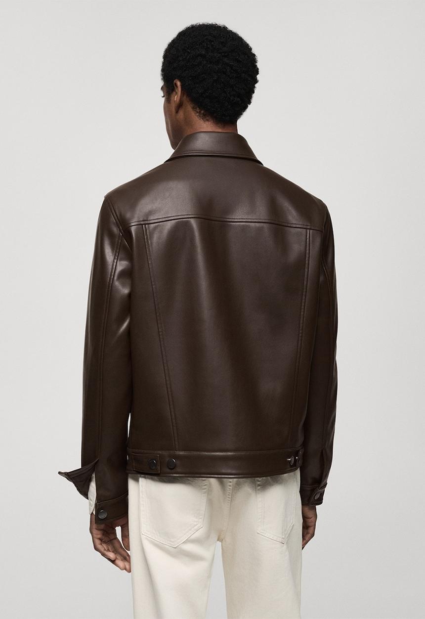 MANGO - Oliver Faux Leather-effect jacket with pockets - Brown