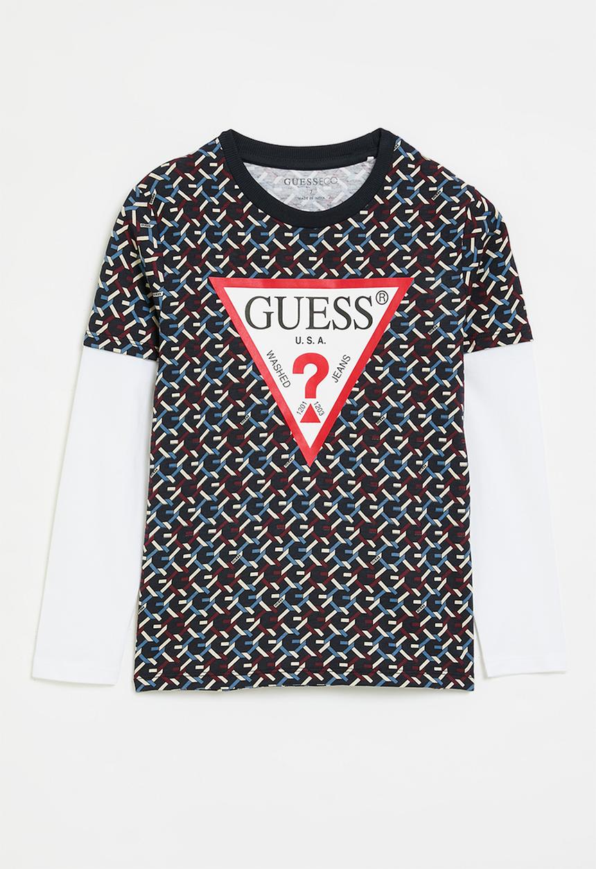 GUESS - Ls T-shirt - chain print nocturnal navy