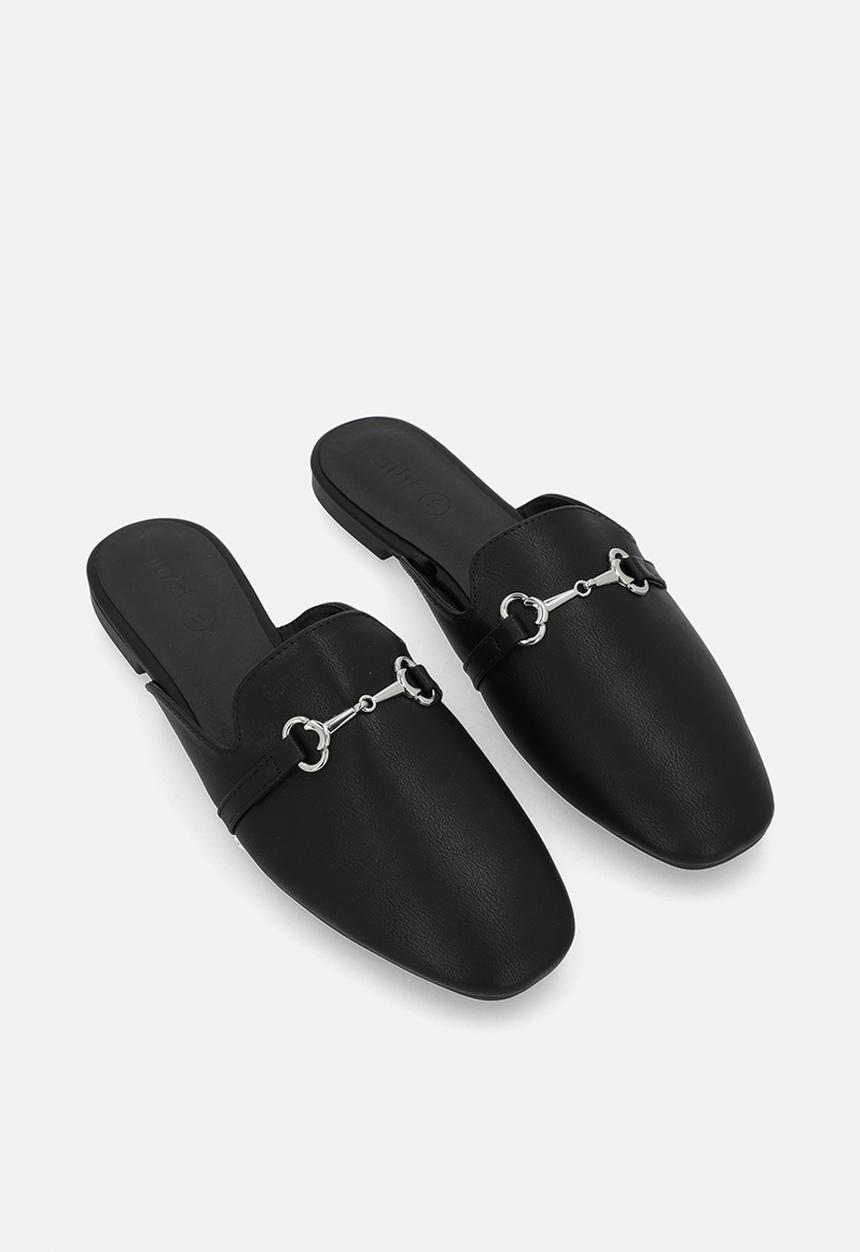 Cotton On - Sophie Slipper Cut Loafer Mule- Black/Silver