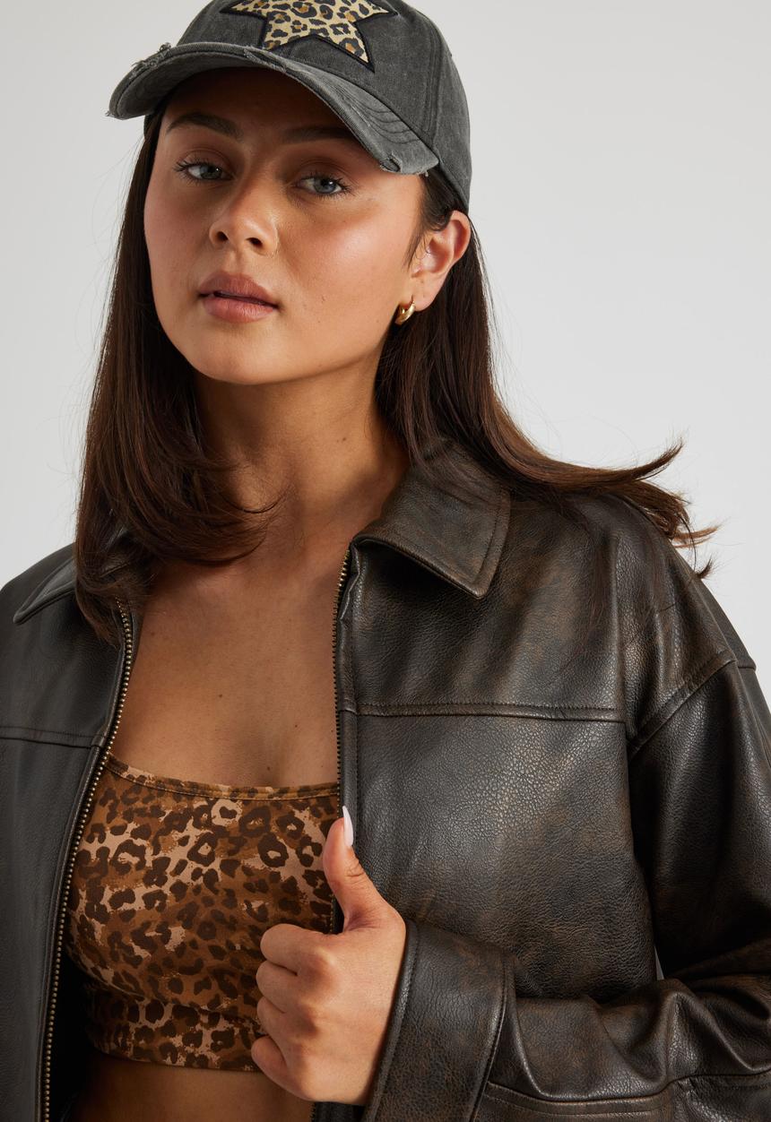 Factorie - Celes Oversize Pu Jacket - Brown