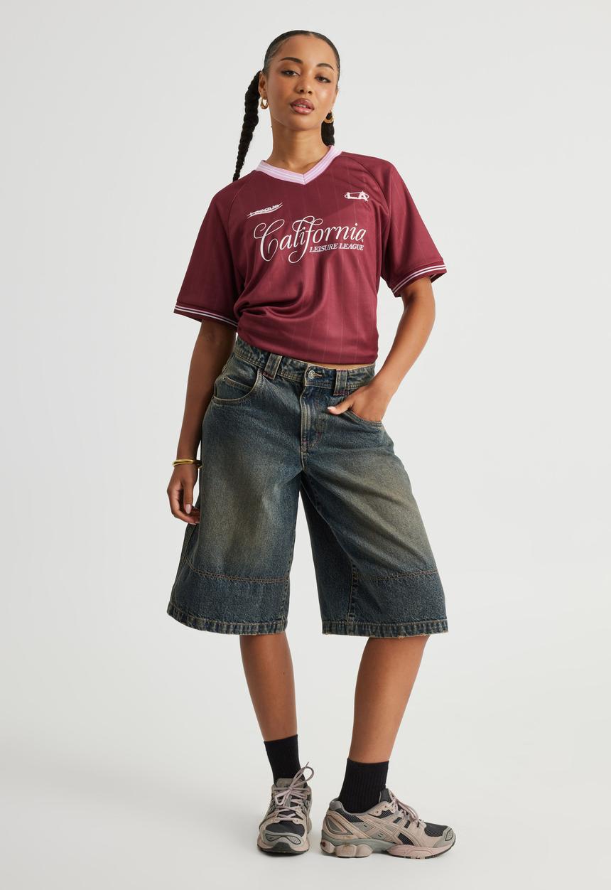 Factorie - V Neck Sports Jersey - Cherry Lacquer/Leisure League