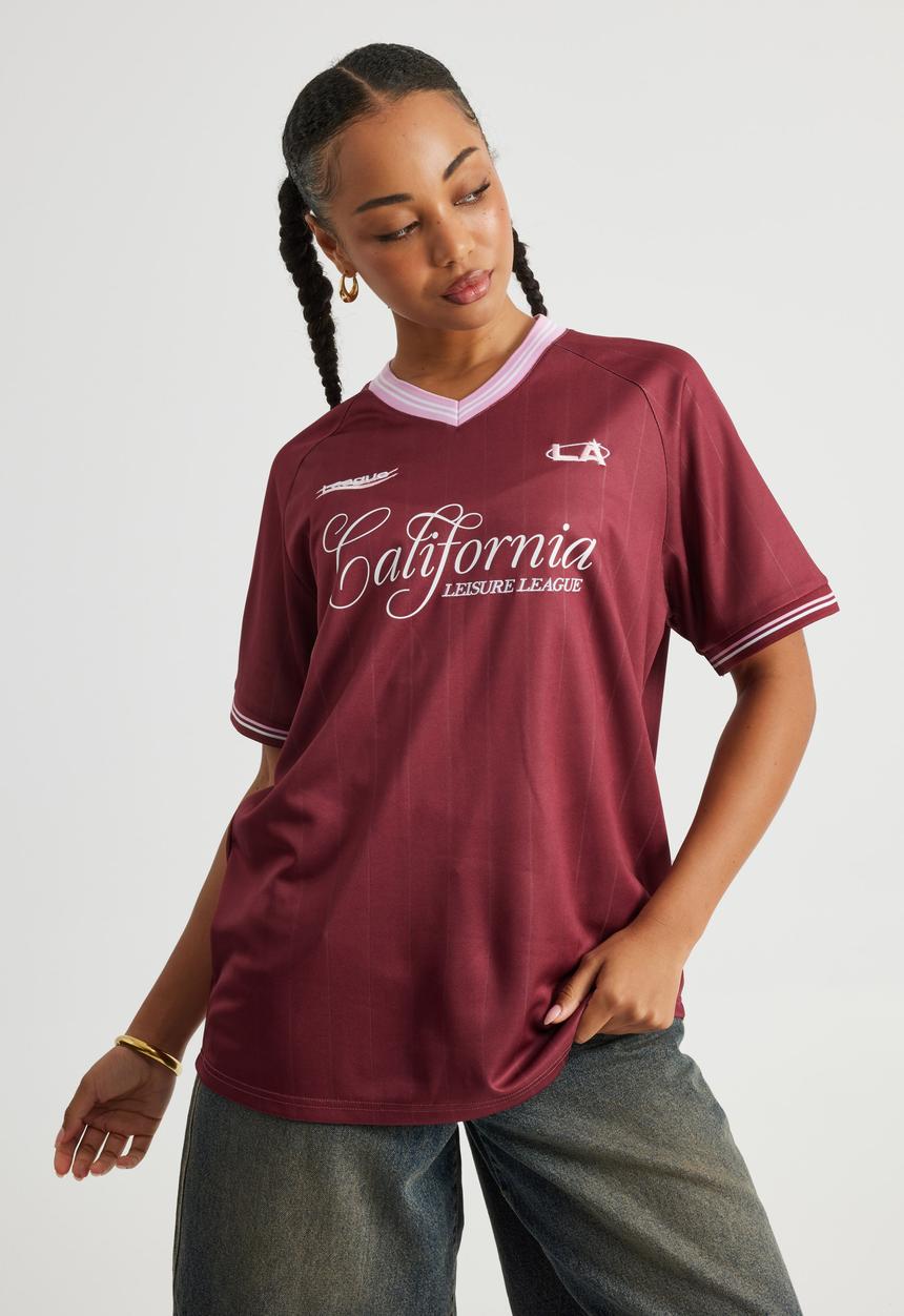Factorie - V Neck Sports Jersey - Cherry Lacquer/Leisure League