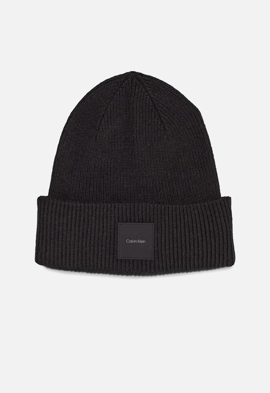 Calvin Klein - Cotton/Wool Fine Rib Beanie - Ck Black