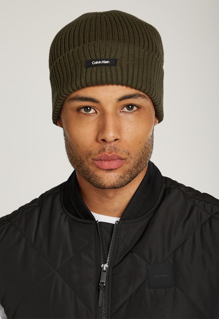 Calvin Klein - Classic Cotton Rib Beanie - Dark Olive