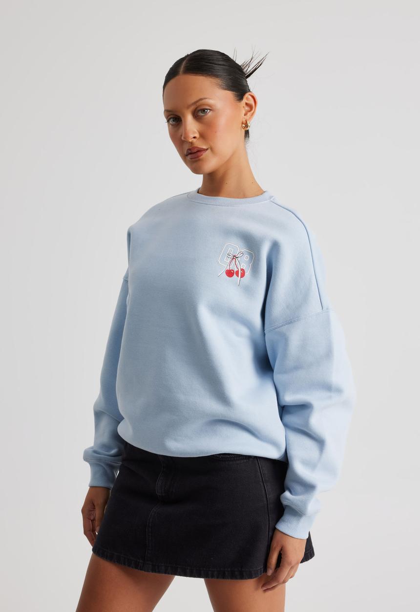 Factorie - Kendall Slouchy Crew - Cloud Blue/08 Cherry