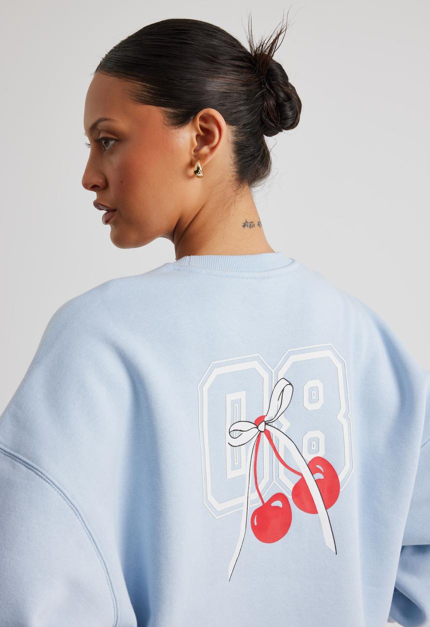 Factorie - Kendall Slouchy Crew - Cloud Blue/08 Cherry
