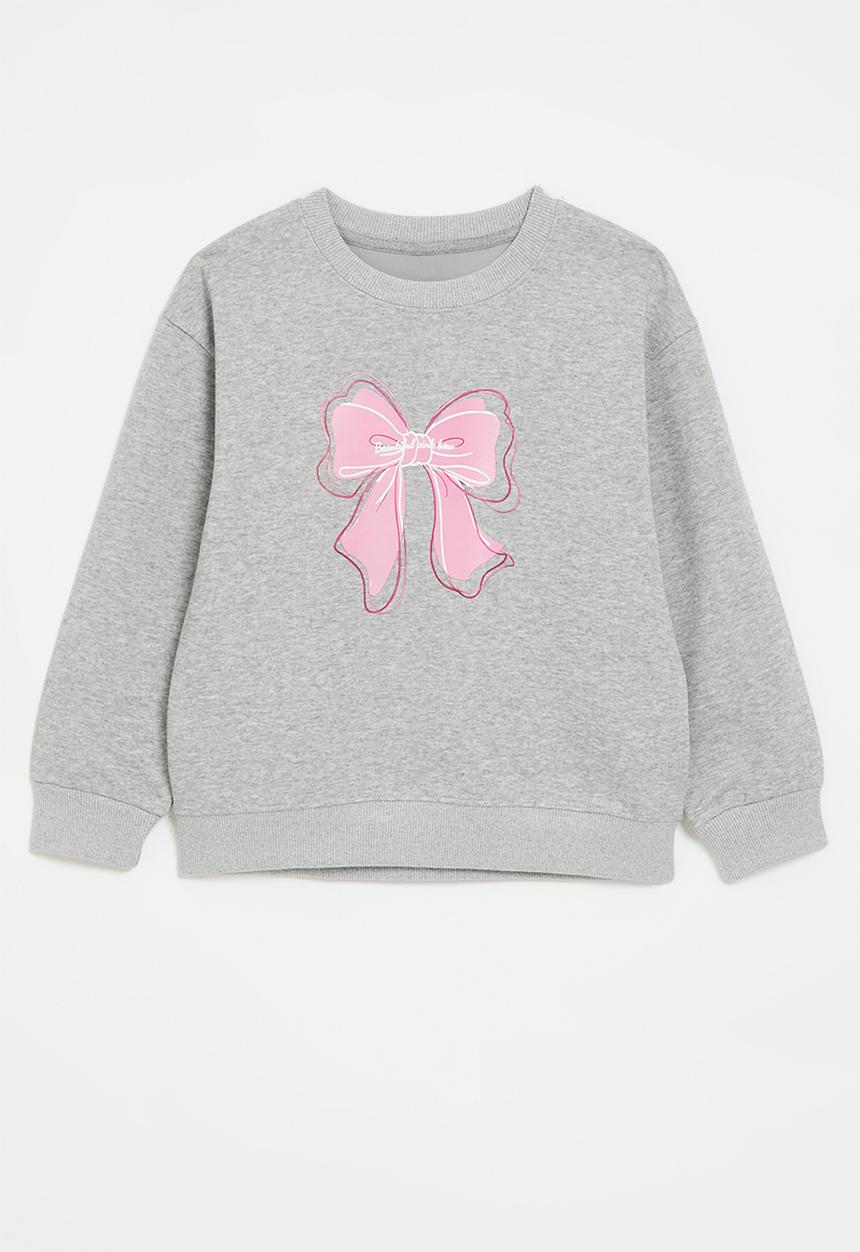 Pop Candy - Bow print sweat top - grey