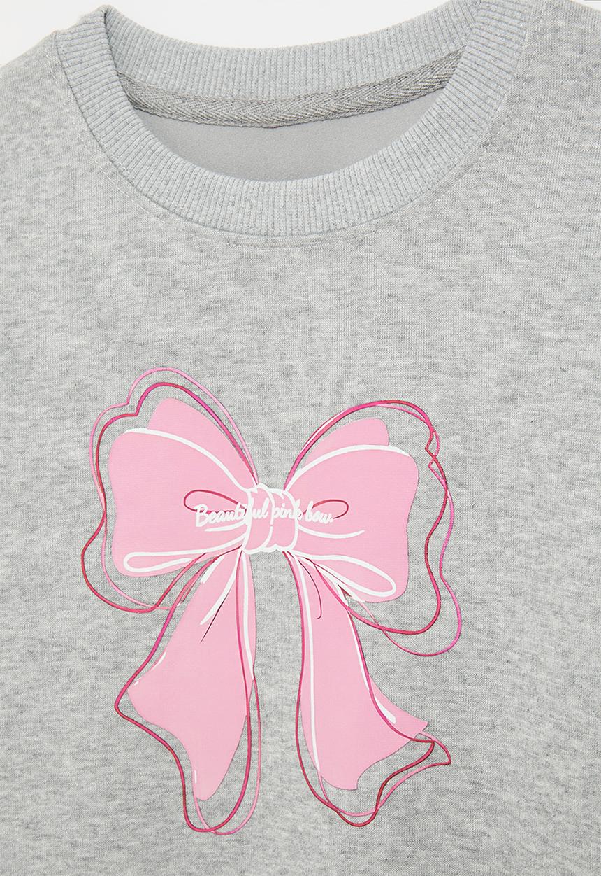 Pop Candy - Bow print sweat top - grey