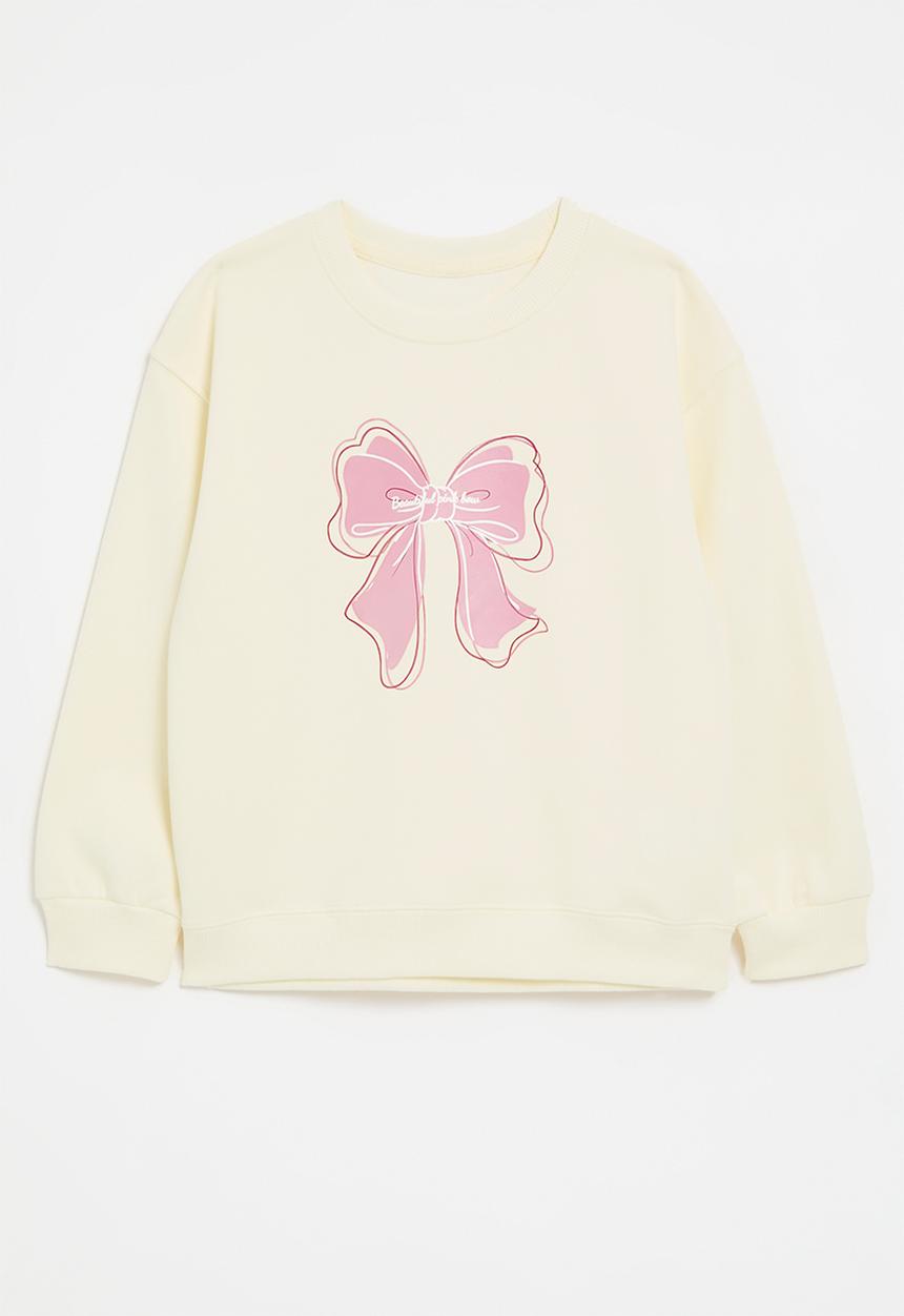 Pop Candy - Bow print sweat top - off white