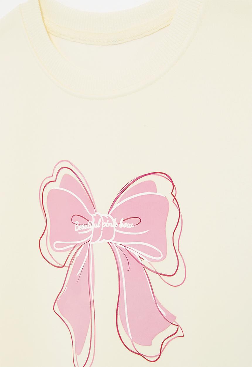 Pop Candy - Bow print sweat top - off white