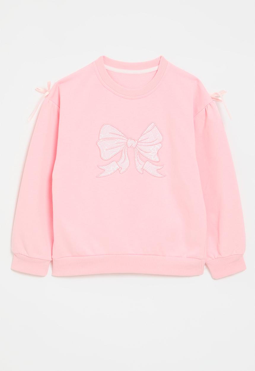 Pop Candy - Bow applique sweat top - pink