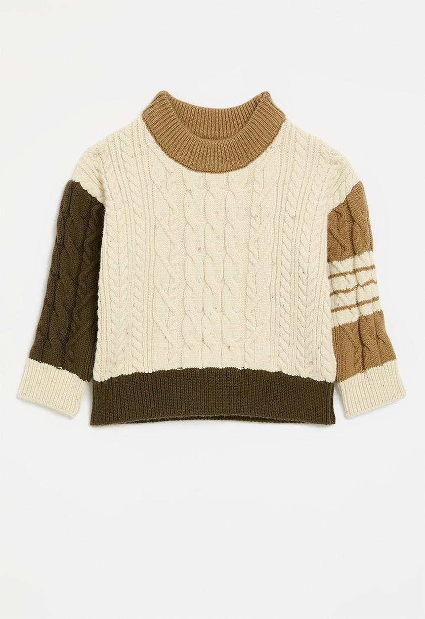 Pop Candy - Colour block crew neck sweater - neutral 