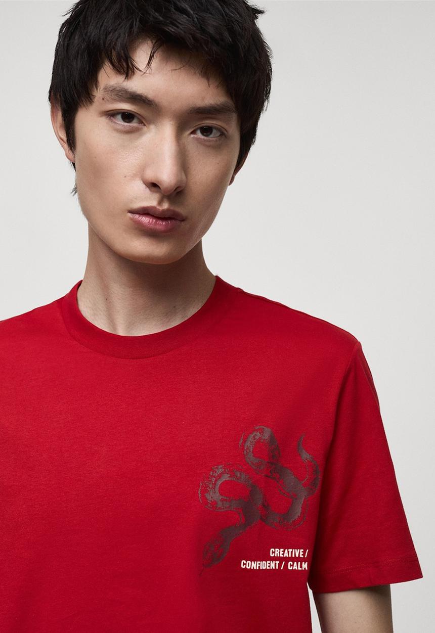 MANGO - T-Shirt Garter - Red