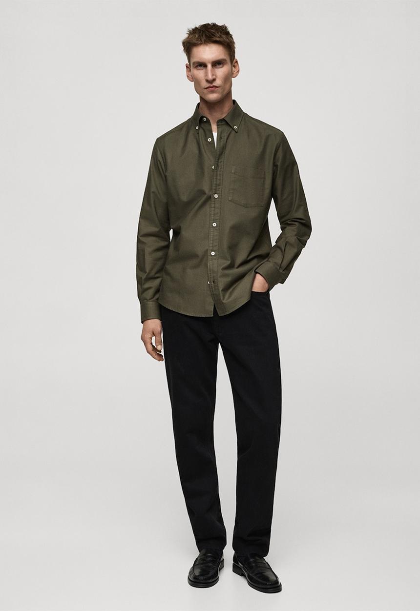 MANGO - Shirt oxford1 - khaki