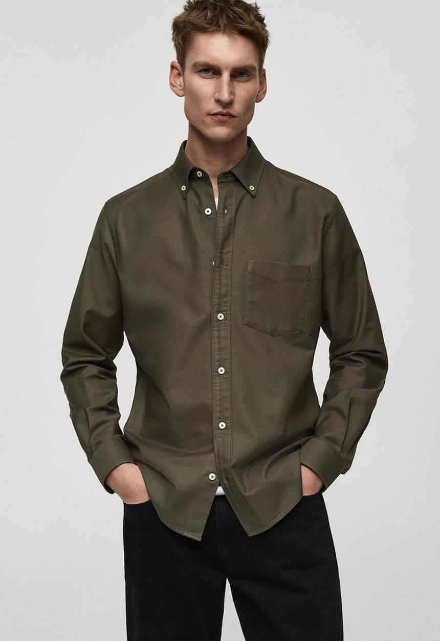 MANGO - Shirt oxford1 - khaki