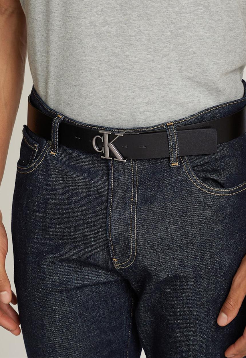 Calvin Klein - Mono Rev/Adj Lthr Belt 35mm - Black/Cognac