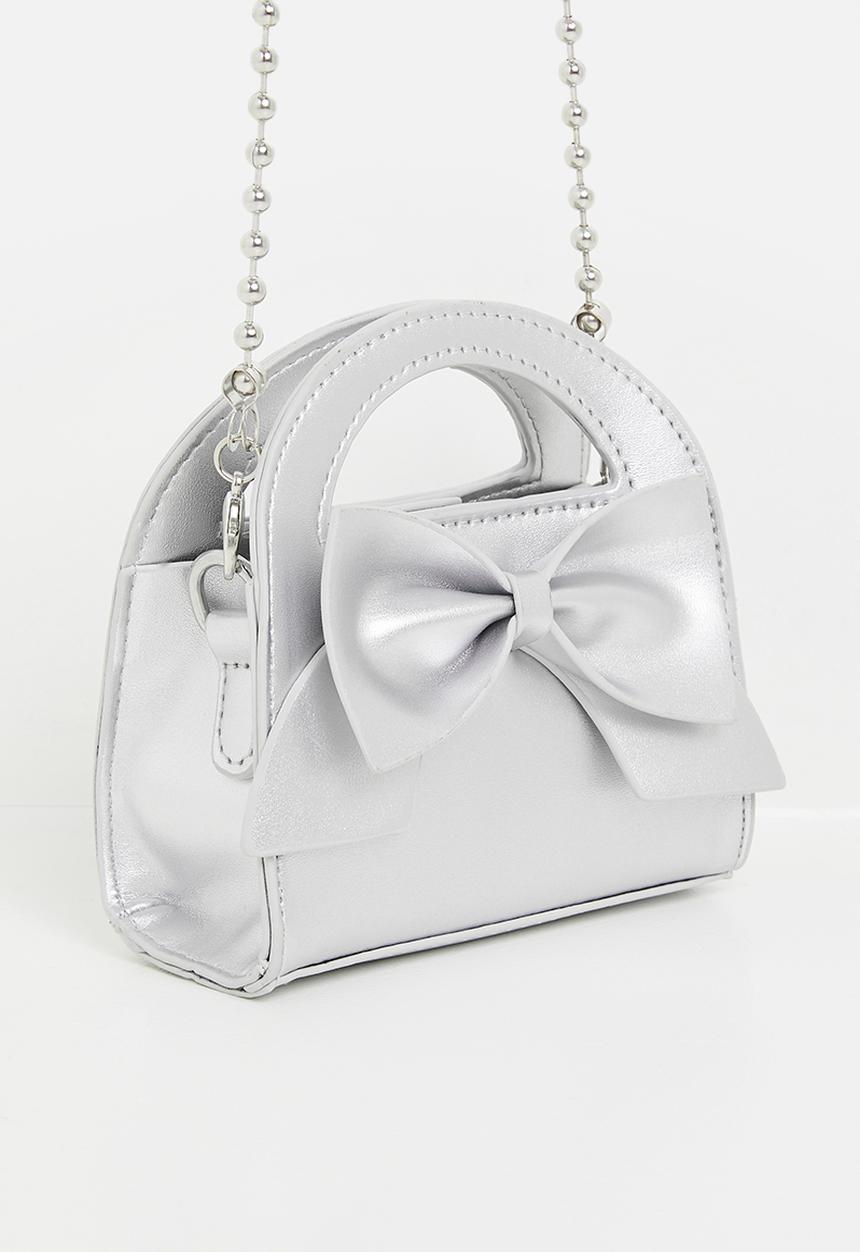 Pop Candy - Bow décor hand bag - silver