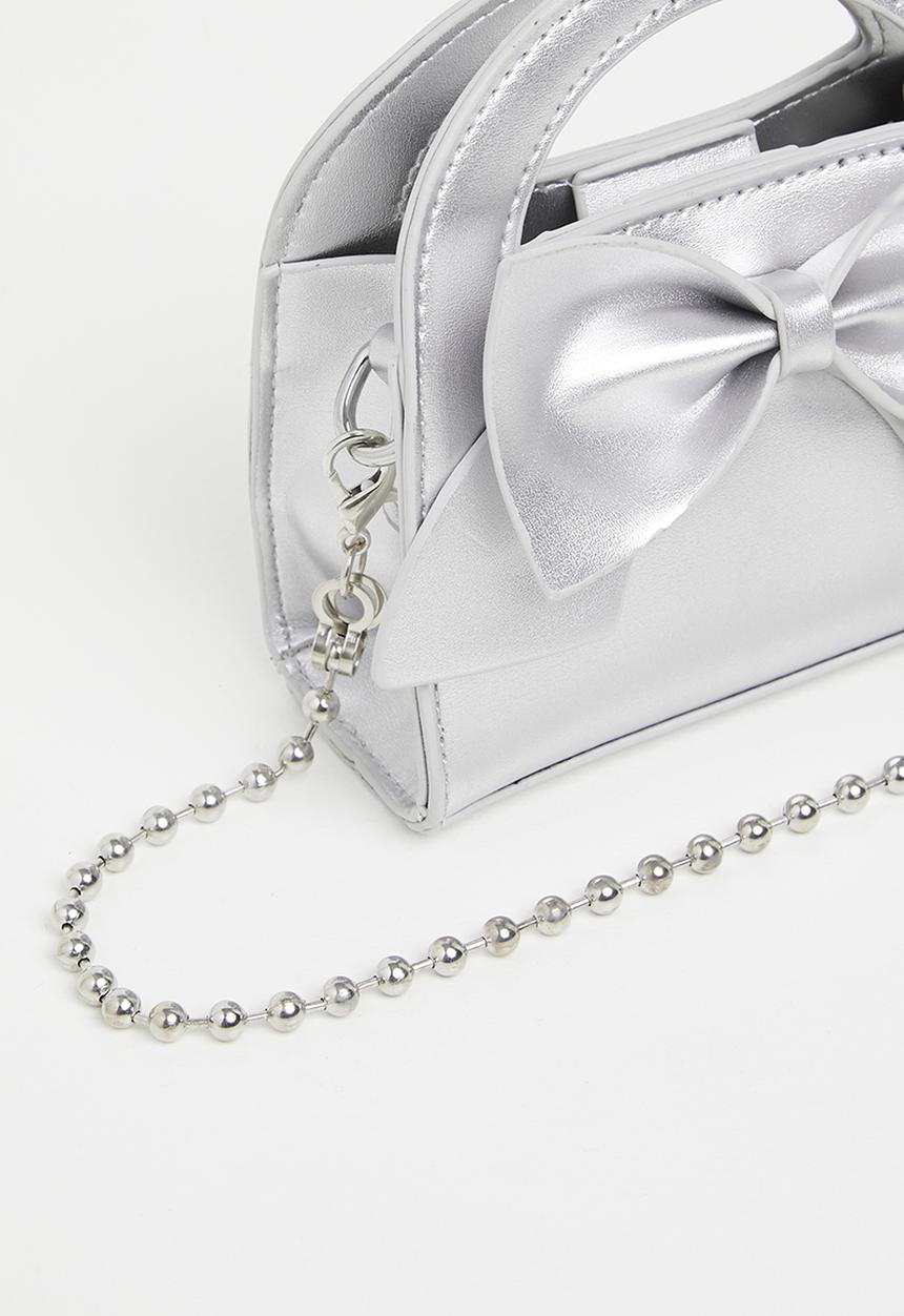 Pop Candy - Bow décor hand bag - silver