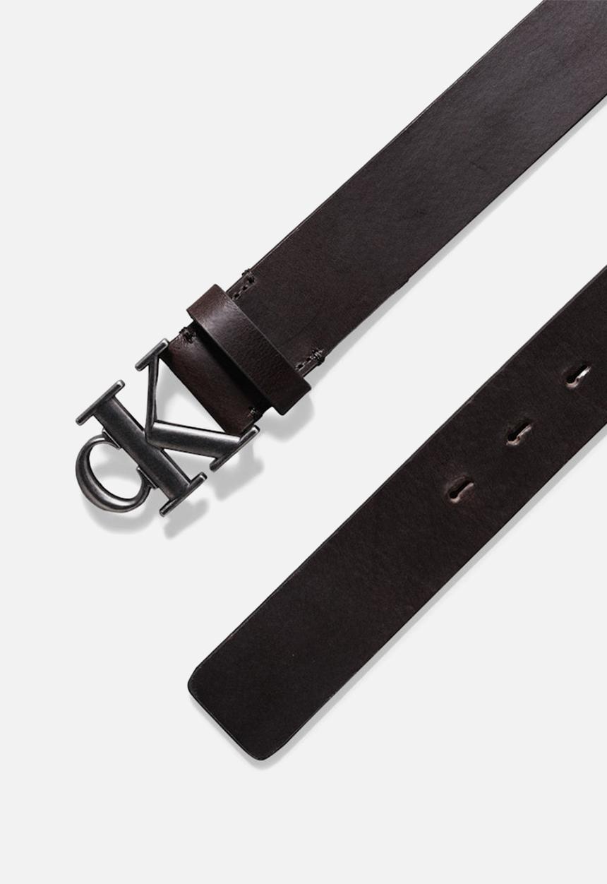 Calvin Klein - Round Mono Plaque Lthr Belt 35Mm - Bitter Brown