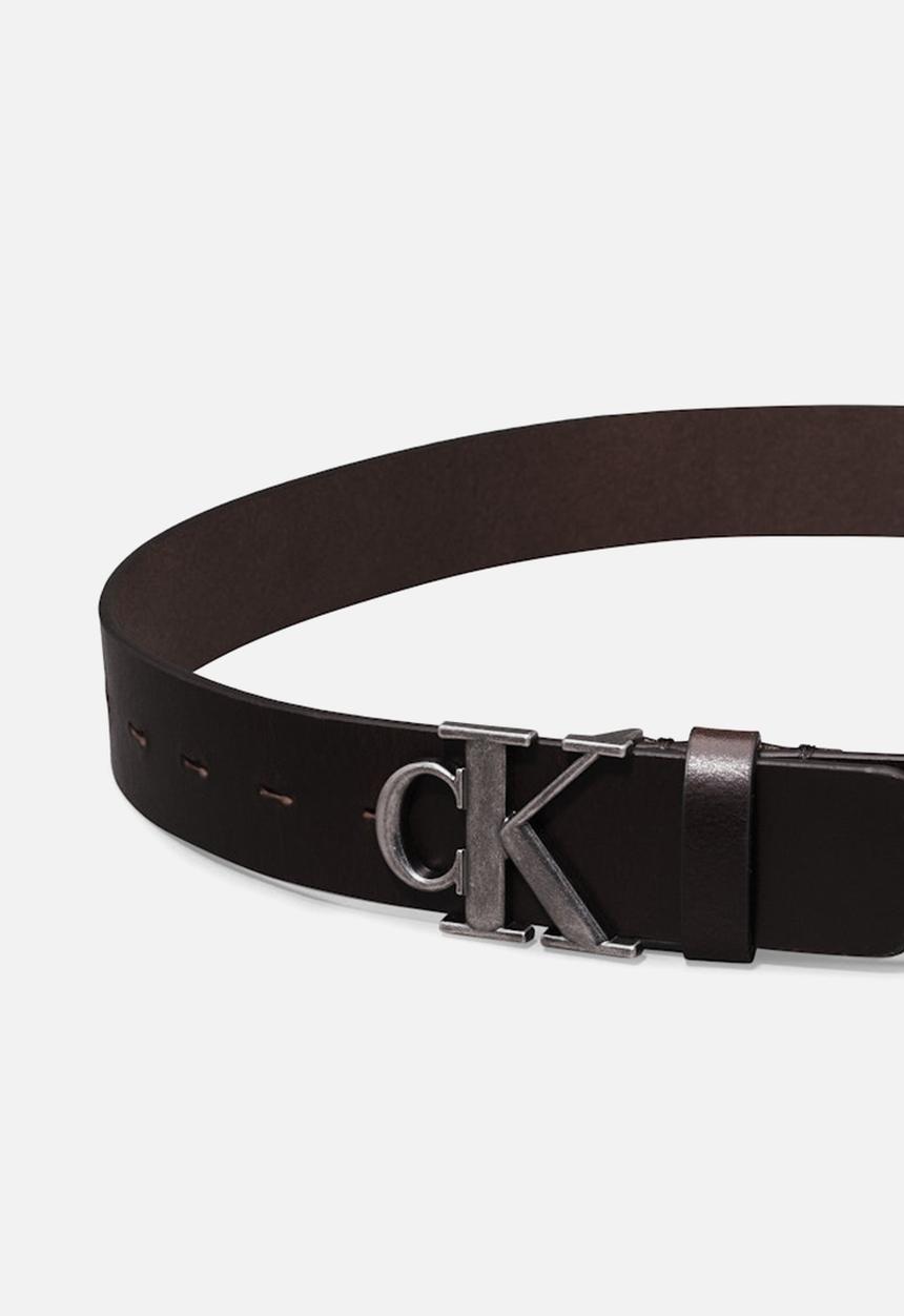 Calvin Klein - Round Mono Plaque Lthr Belt 35Mm - Bitter Brown