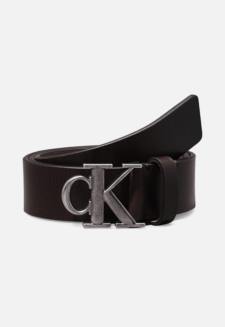 Calvin Klein - Round Mono Plaque Lthr Belt 35Mm - Bitter Brown