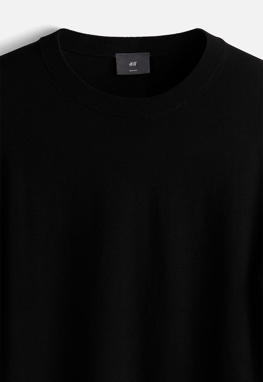 H&M - Slim fit fine-knit jumper - Black