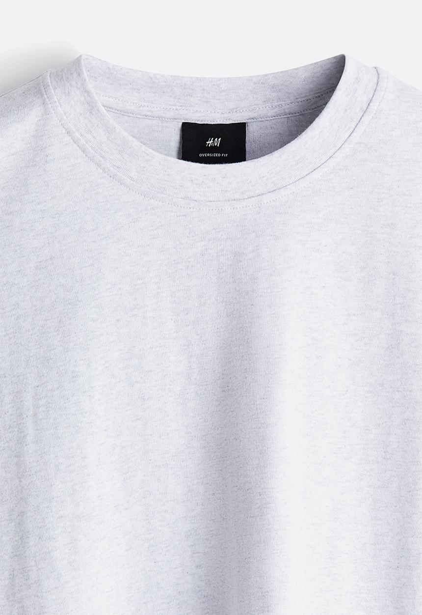 H&M - Oversized fit cotton T-shirt - Light grey marl