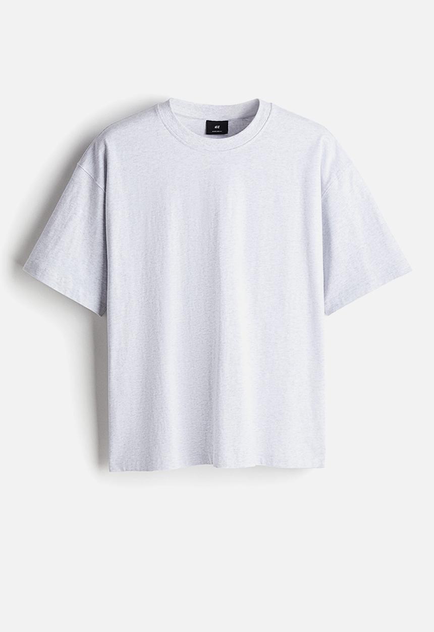 H&M - Oversized fit cotton T-shirt - Light grey marl