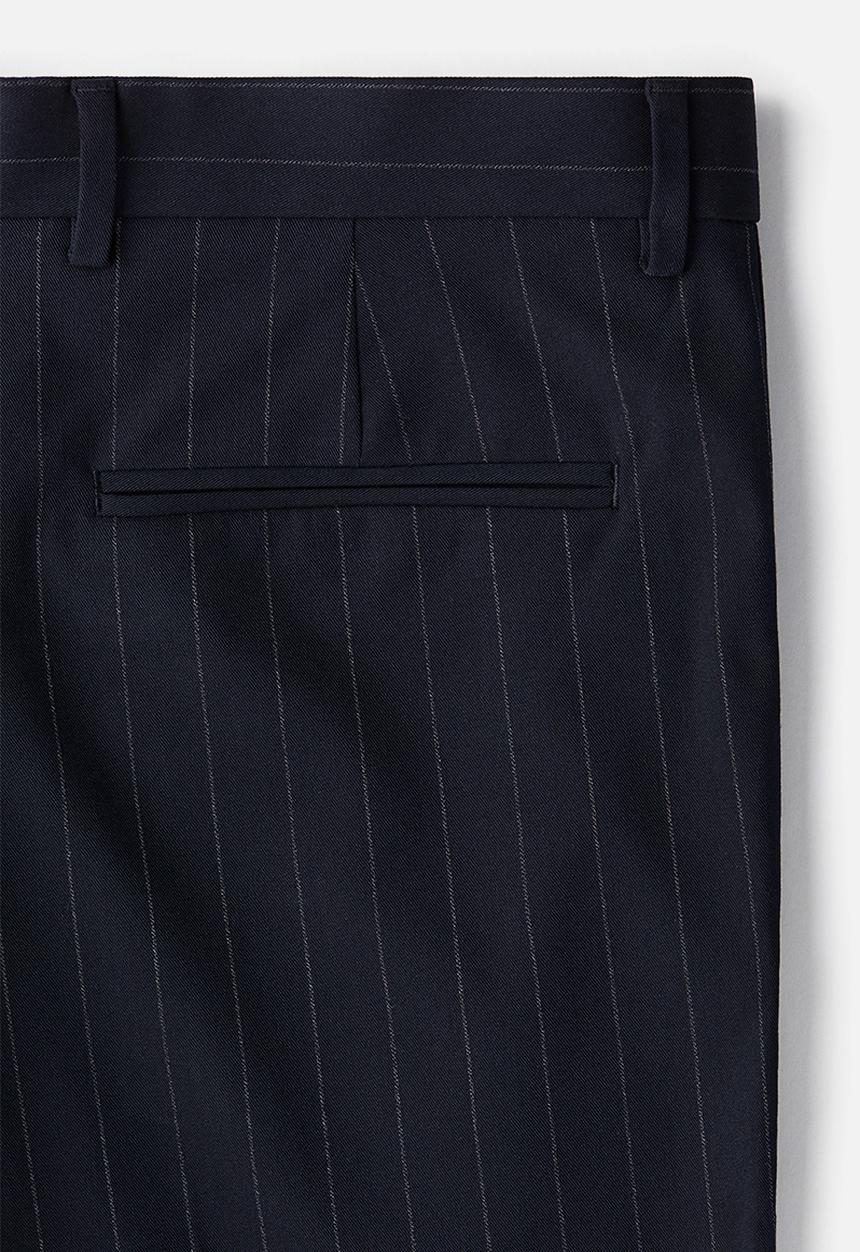 H&M - Slim fit suit trousers - Navy blue/Pinstriped