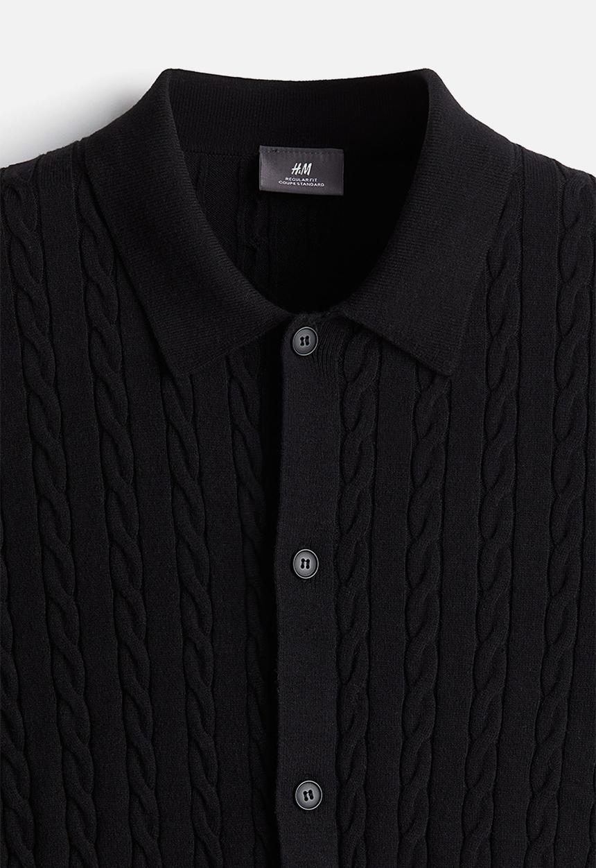 H&M - Regular fit cable-knit shirt - Black