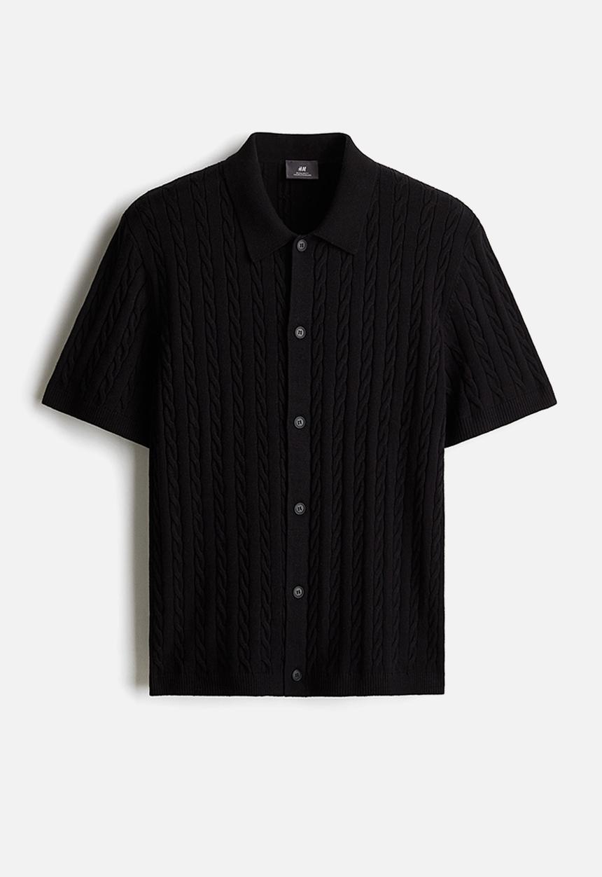 H&M - Regular fit cable-knit shirt - Black