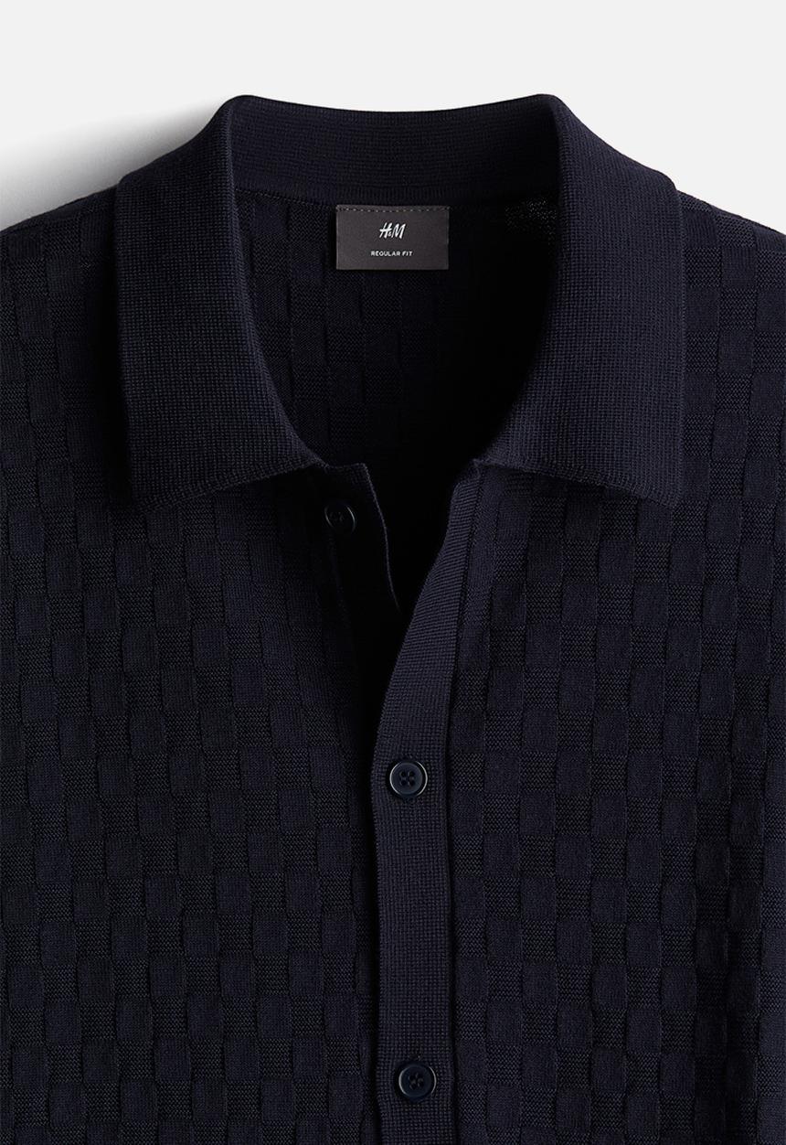 H&M - Regular fit textured-knit shirt - Blue