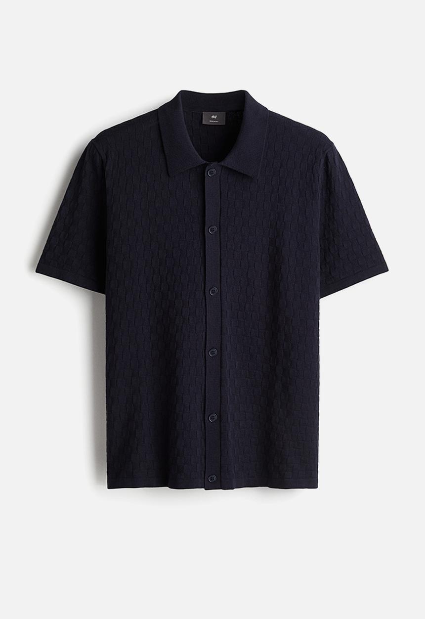 H&M - Regular fit textured-knit shirt - Blue