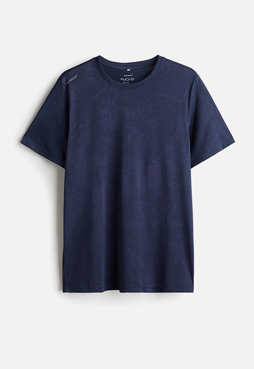 H&M - Regular fit sports top with drymove™ - Dark blue/Patterned