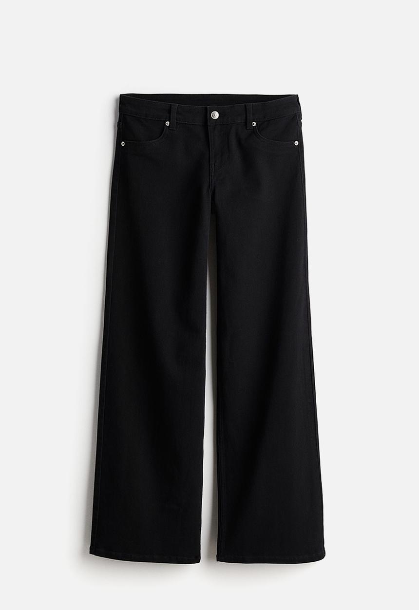 H&M - Low-waisted twill trousers - black