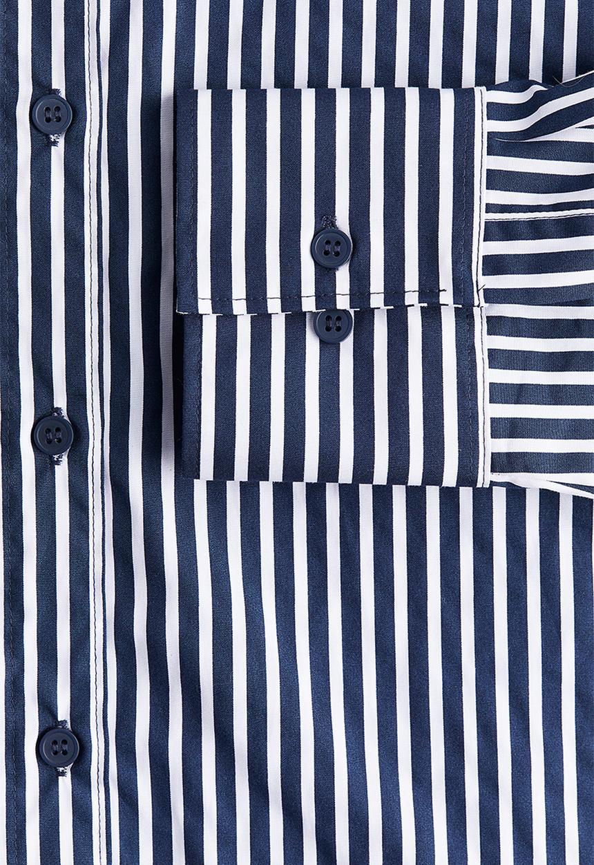 H&M - Poplin shirt - navy blue striped
