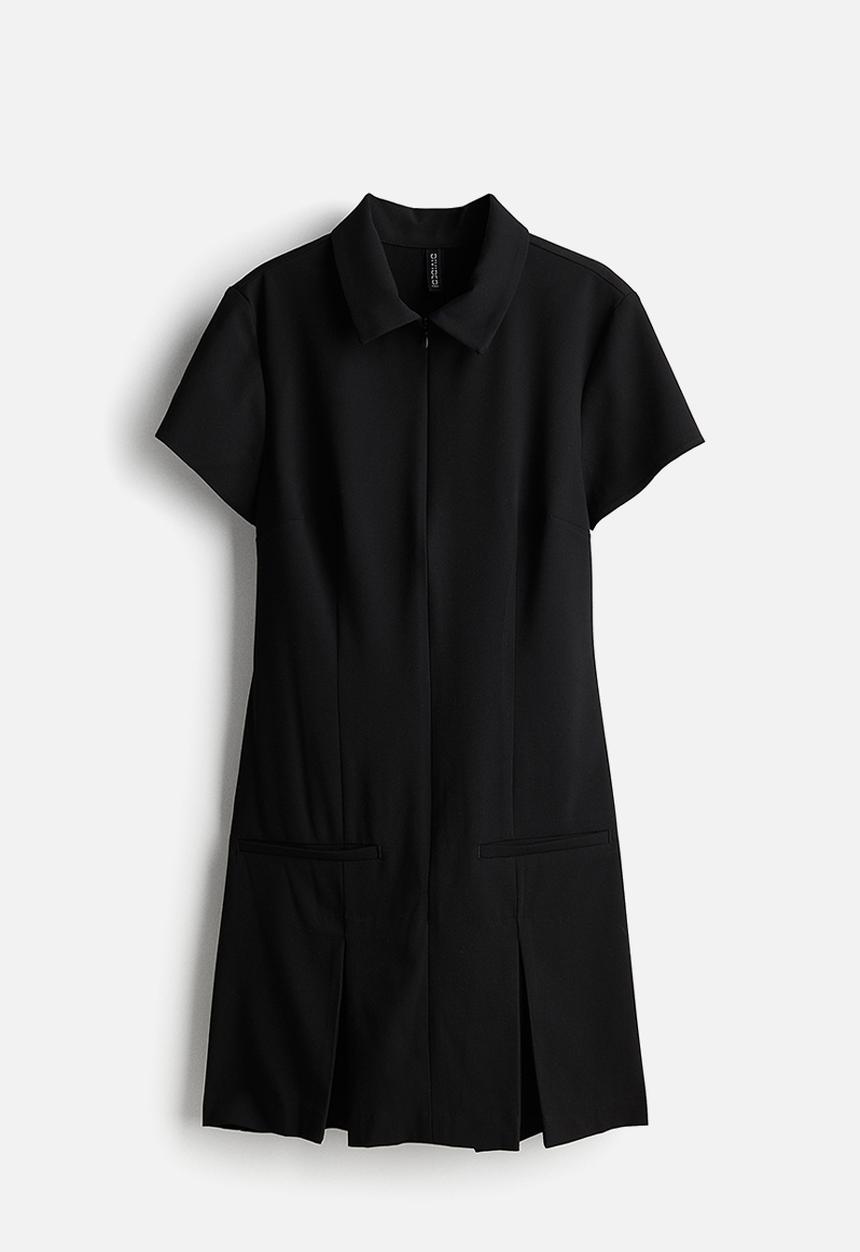 H&M - Collared zip-front dress - black