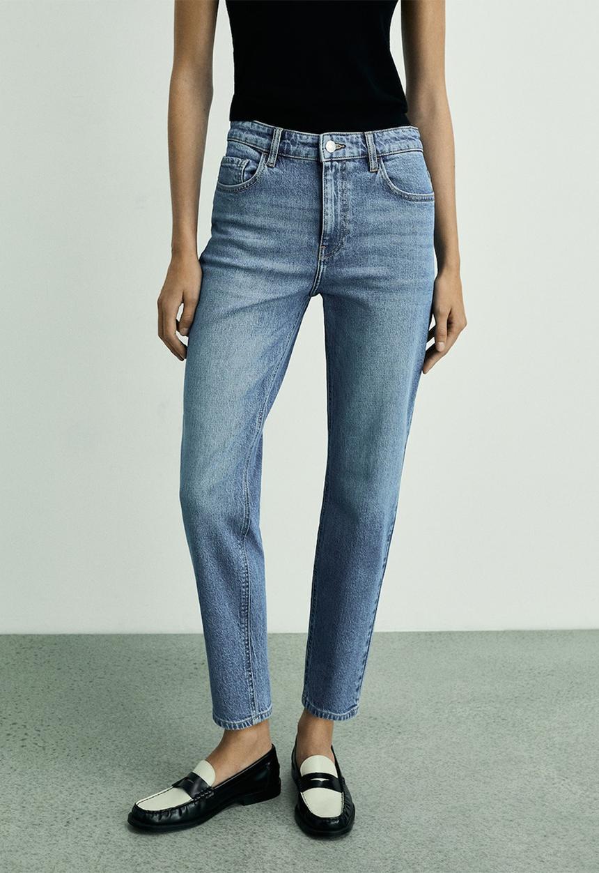MANGO - Jeans newmom - open blue